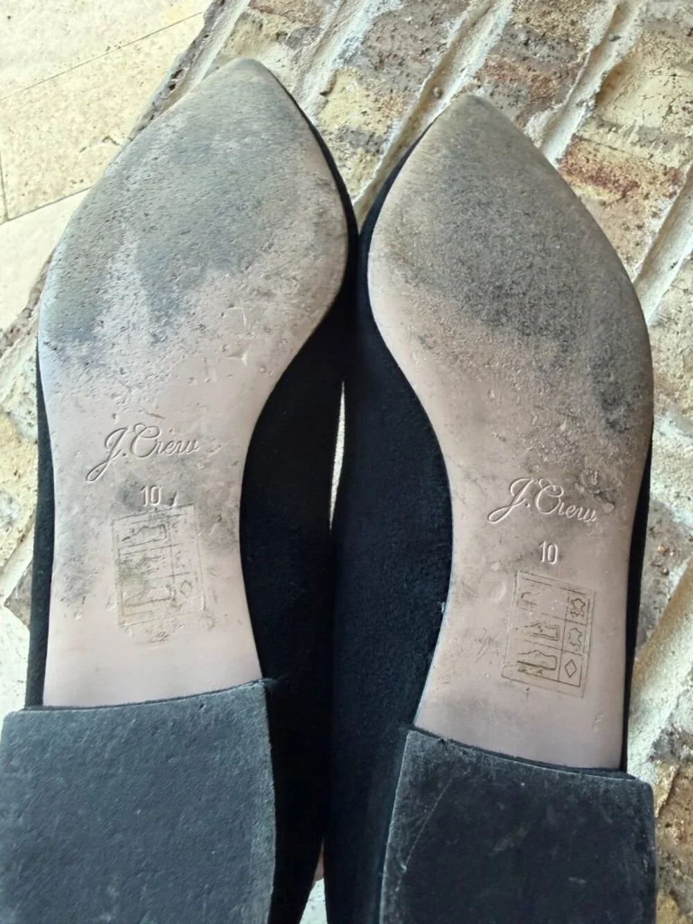 J.Crew Pointed-toe Flats In Suede Black Women's size 10 classic business casual